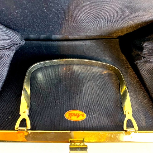 Ande 60s Vintage Black / Gold Twist Handle Handbag - Picture 5 of 10